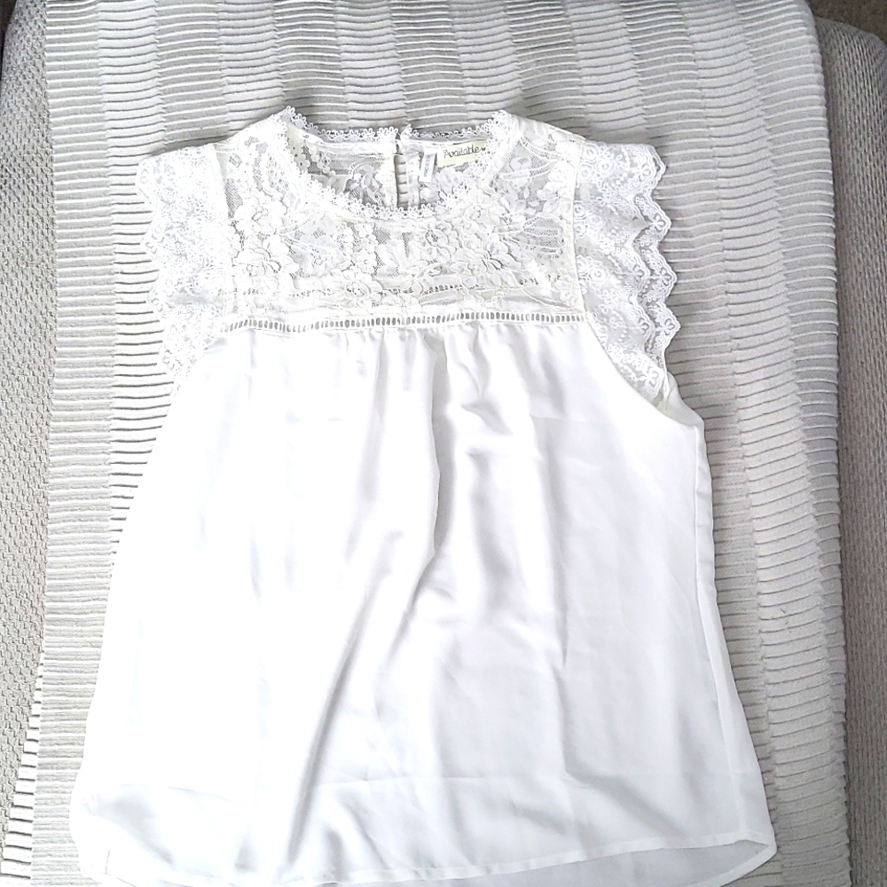BN never worn, no tags, Women's cap sleeved blouse with beautiful lace detail